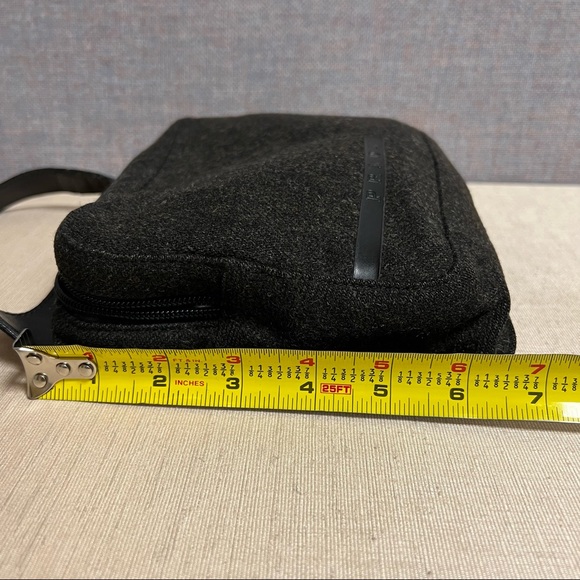 Authentic Prada Wool/Leather Black/Gray Adjustable Strap Shoulder Bag - Picture 12 of 14